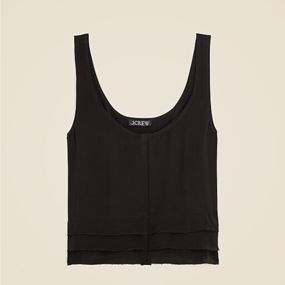 elegant, sexy, breezy J. Crew Drapey Tiered Crèpe de Chine Tank Top XL Black